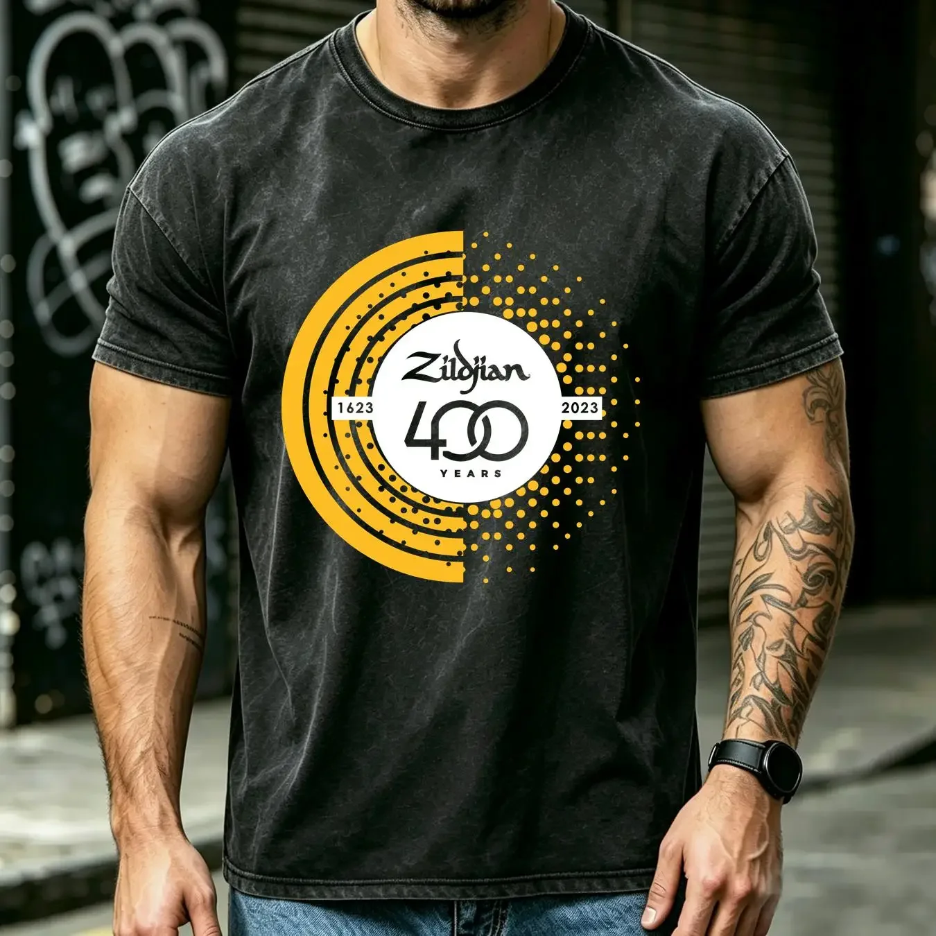 washed T Shirt zildjian drum new logo heavy cotton vintage Washed Versatile Casual streetwear fashion Top For Everyday Wear