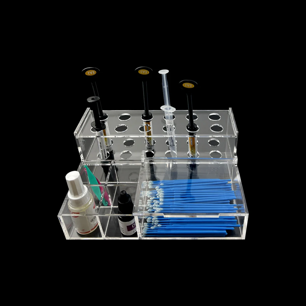 Multi-functional Dental Resin Shelf Placement Rack Adhesive Applicator Dispenser for Composite Syringes Bonding Box Dentist Lab