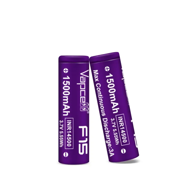 Original Vapcell F15 INR 14500 Battery 1500mAh CDR 3A 3.7V Lithium ion Rechargeable Batteries AA Battery Cell For Flashlight