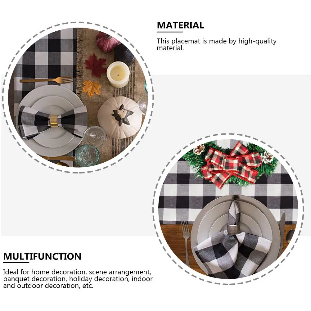 

4pcs Decorative Placemat Heat Insulation Pad For Dining Table Waterproof Cotton Table Mat Home Kitchen Banquet Decoration Grid