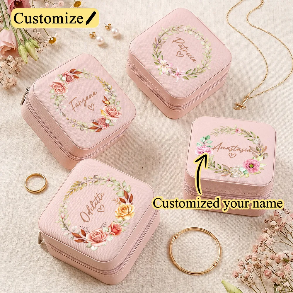 Custom Wreath Jewelry Boxes for Necklace Earrings,Women's Portable Travel Jewelry Organizer Storage,Personalised Jewellery Case