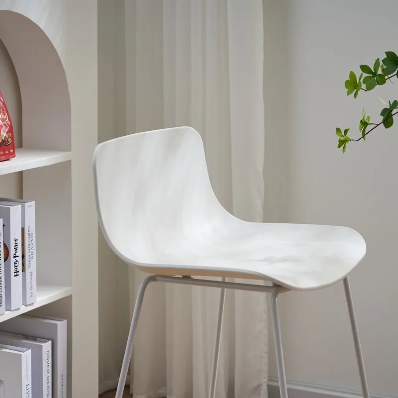 

Nordic style simple plastic bar chair plastic hollow design stackable home front desk