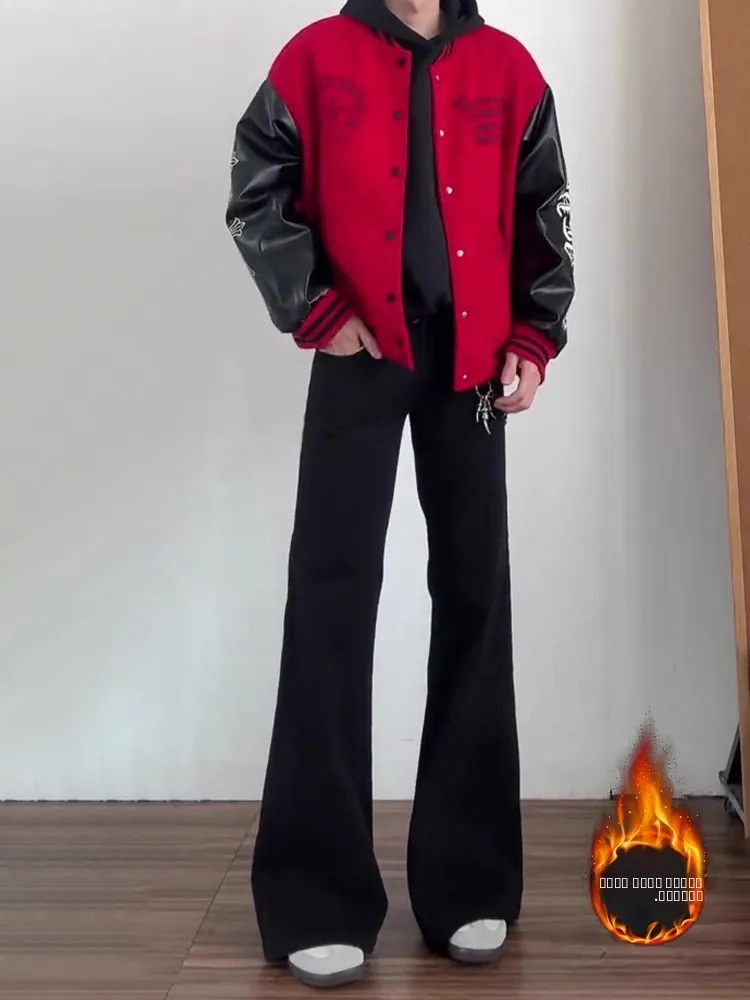 

Мужские джинсы с ножом Cleanfit Bla Fce на подкладке, прямые свободные повседневные хлопковые джинсовые брюки в американском стиле High Street