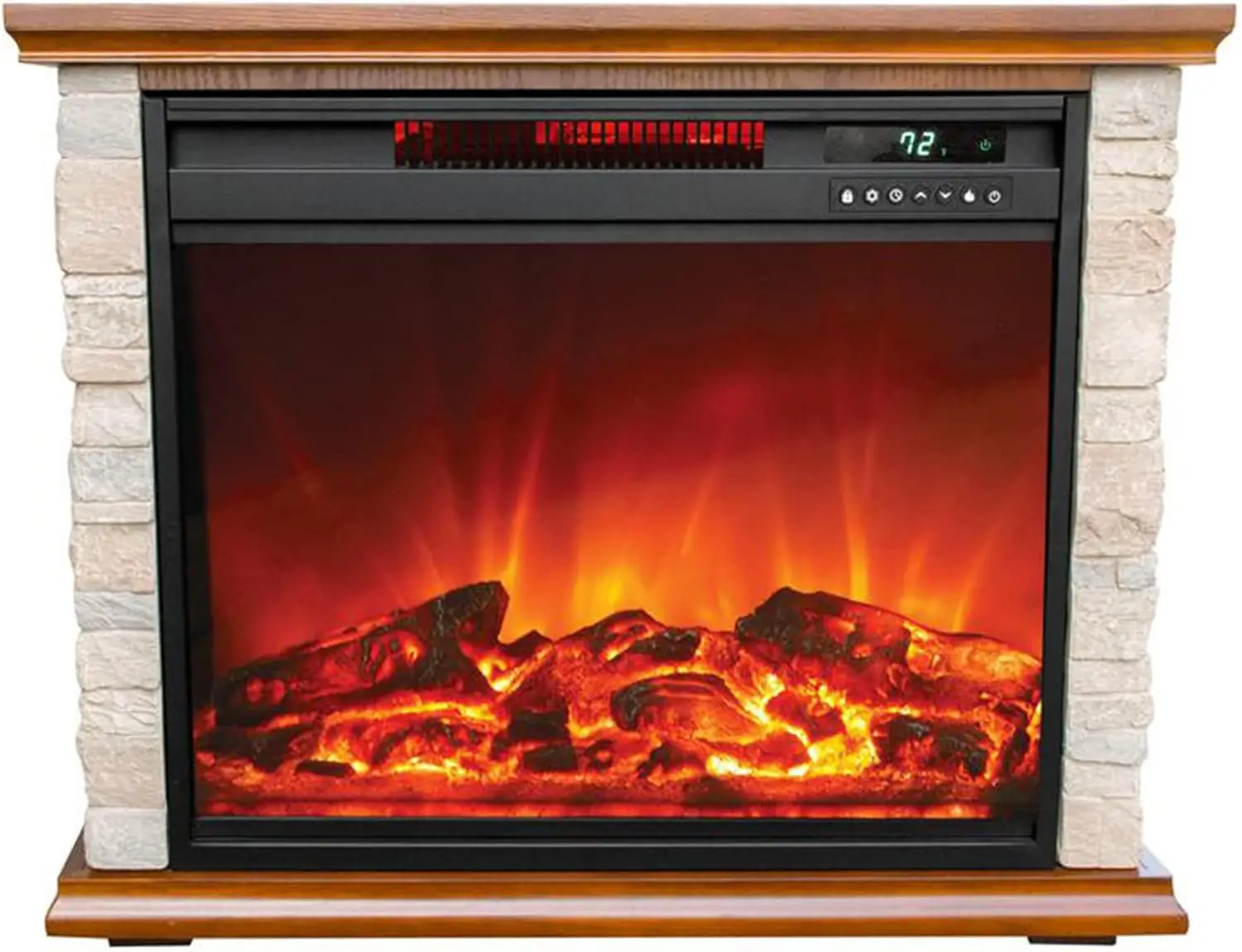 LifePro 1500 Watt Electric Infrared Quartz Fireplace Heater for Indoor Use with 3 Heating Elements and Remote, Faux St