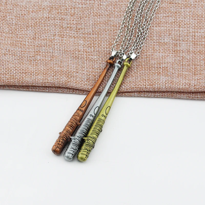 Vintage Negan's Bat LUCILLE Necklace for Men the Walking Dead Themed Baseball Pendant Chain Jewelry Accessory Gift