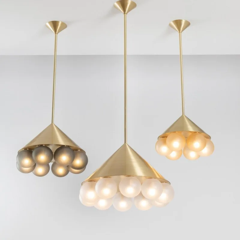 Designer Modern Model Room Restaurant Mushroom Hat Glass Ball Chandelier Restaurant Dining Table Art Modeling Chandelier