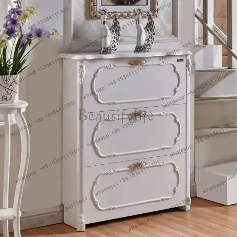 Nordic Shoe Cabinet with Partitions Italian Style Wooden Luxury Living Room Storage Organizer for Entryway Library
