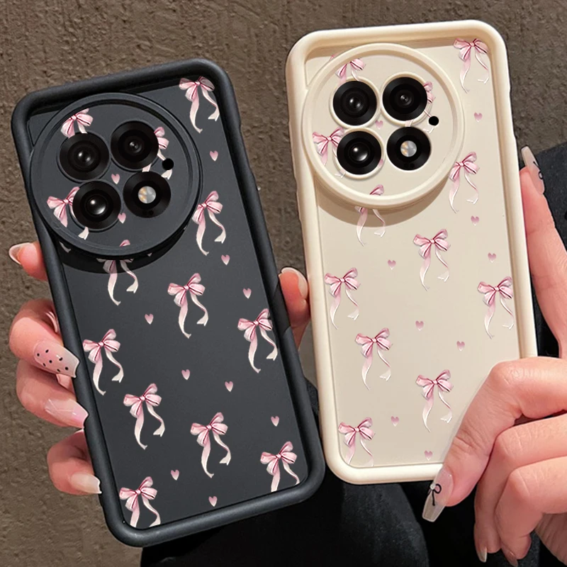 Niedliche rosa Schleifenmuster-Handyhülle für OnePlus 15 13 13T 12 13R 12R 11R 5G, stoßfeste weiche TPU-Abdeckung für OnePlus Nord 5 Ace 5 3 2