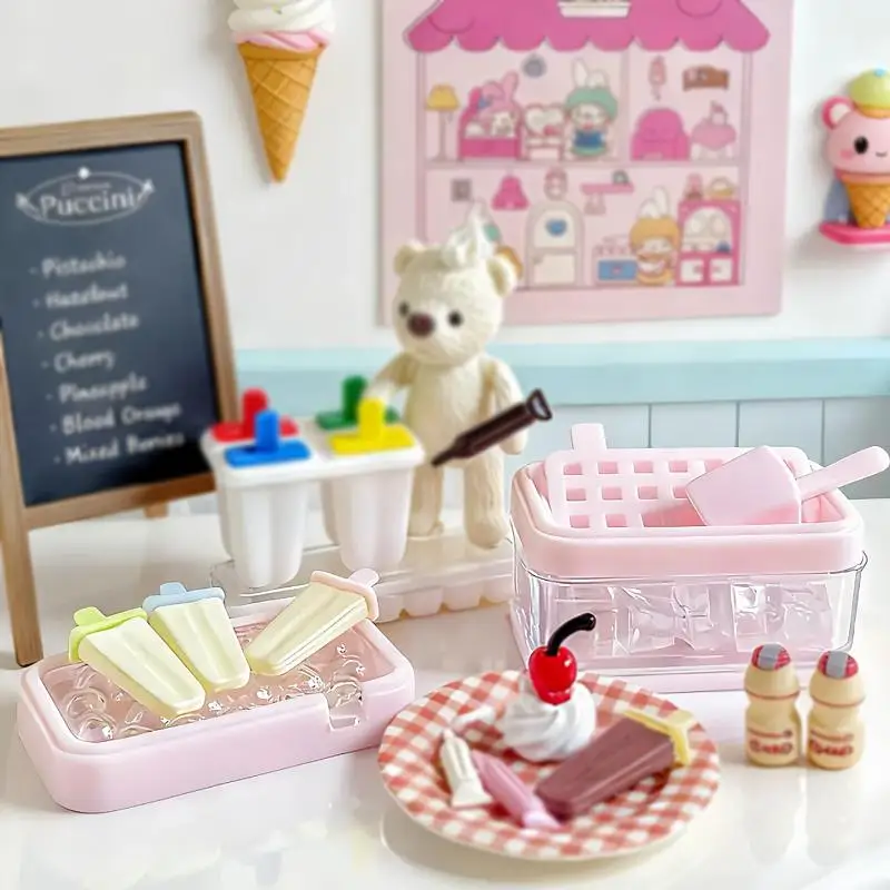 【BS】1 Set Mini Frigorifero per Ghiaccio, Scatola per Conservare il Ghiaccio, Modello 1/6, Accessori per Casa delle Bambole, Decorazione Alimentare in Miniatura, Giocattoli