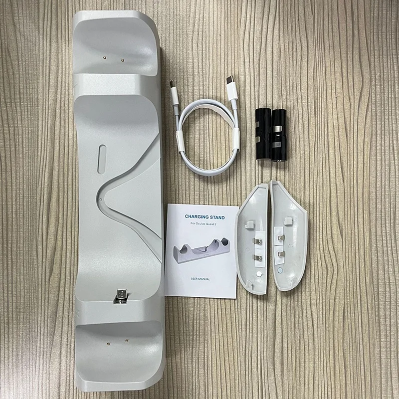 Suporte de carregamento para capacete, alça esquerda e direita, carregador com luz de exibição LED, peças de reposição para Oculus Quest 2 VR