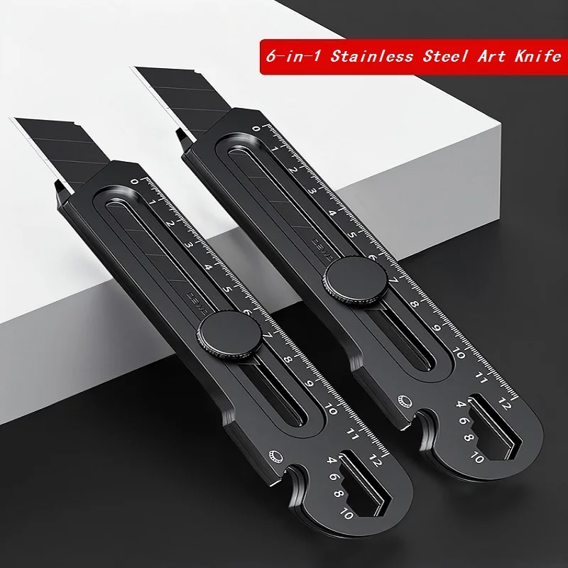 Imagem -03 - Portátil Retrátil Metal Box Cutter Multifuncional Heavy Duty Aço Inoxidável Utility Knife Supplies em 18 mm 25 mm