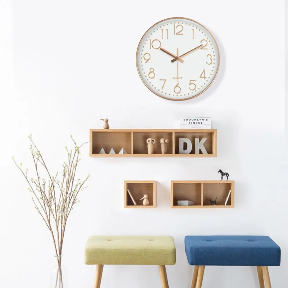 

Minimalist Silent Nordic Wall Clock Multi-color High-definition Round Hanging Clock Copper Plastic Wall Electronic Time Bedroom