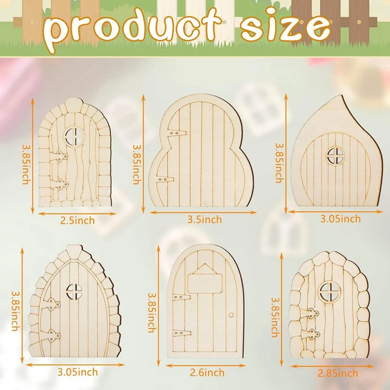 Set di 48 Mini porte e finestre non verniciate, Kit artigianale in legno per la decorazione del giardino