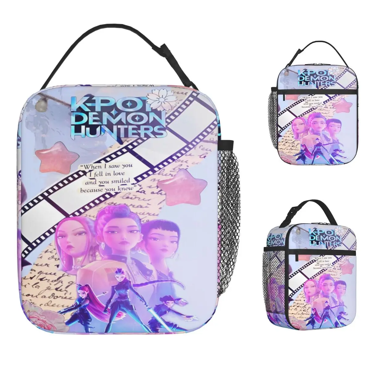 

KPop Demon Hunters Lunch Bag 2025 Movie School Lunch Box For Child Leisure Graphic Design Tote Food Bags Oxford Cooler Bag