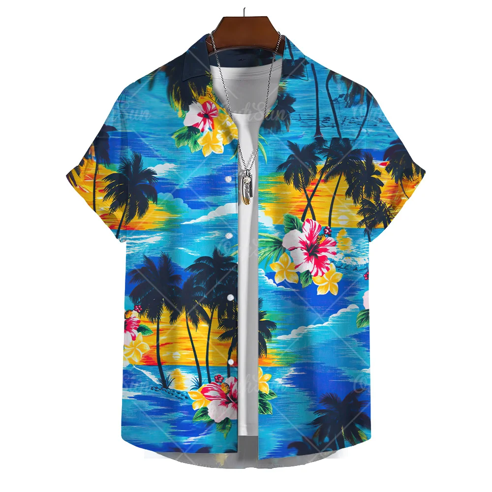 Chemise hawaïenne à manches courtes AMP Tree pour hommes, haut décontracté, vêtements de luxe à la mode, plage, fête, nouveau, 3D