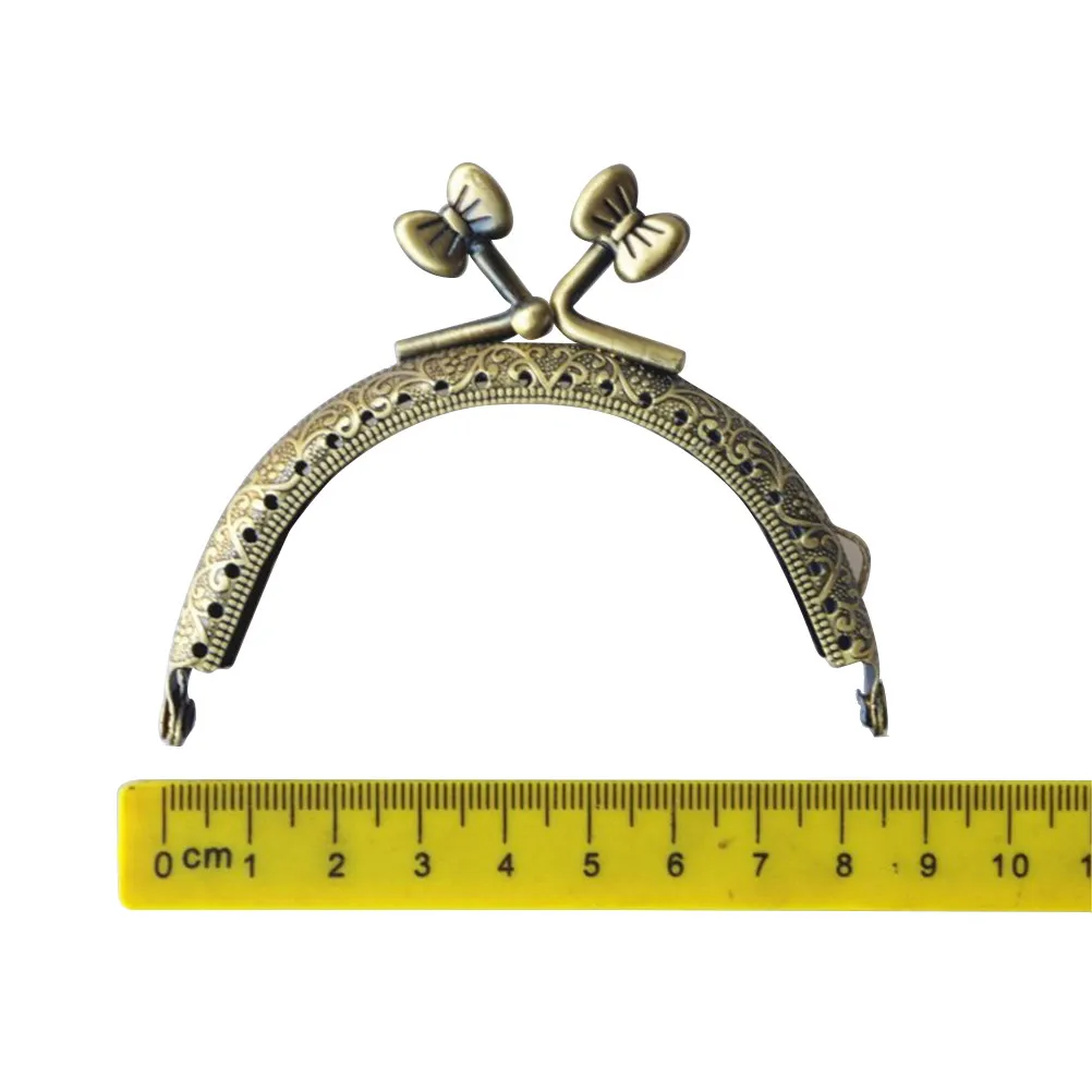 5Pcs Half Round Embossed Bow Clasp Locks Iron Purse Coin Bag Clasp Lock DIY Craft Accessory 8.5x5x2cm Elegant Lace Carved Arch