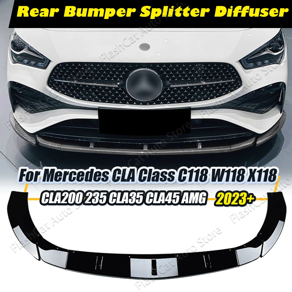 For Mercedes Benz C118 W118 X118 W177 Front Bumper Splitter Lip Diffuser Body Kits CLA 200 235 CLA35 45 AMG A180 A200 A35 2023