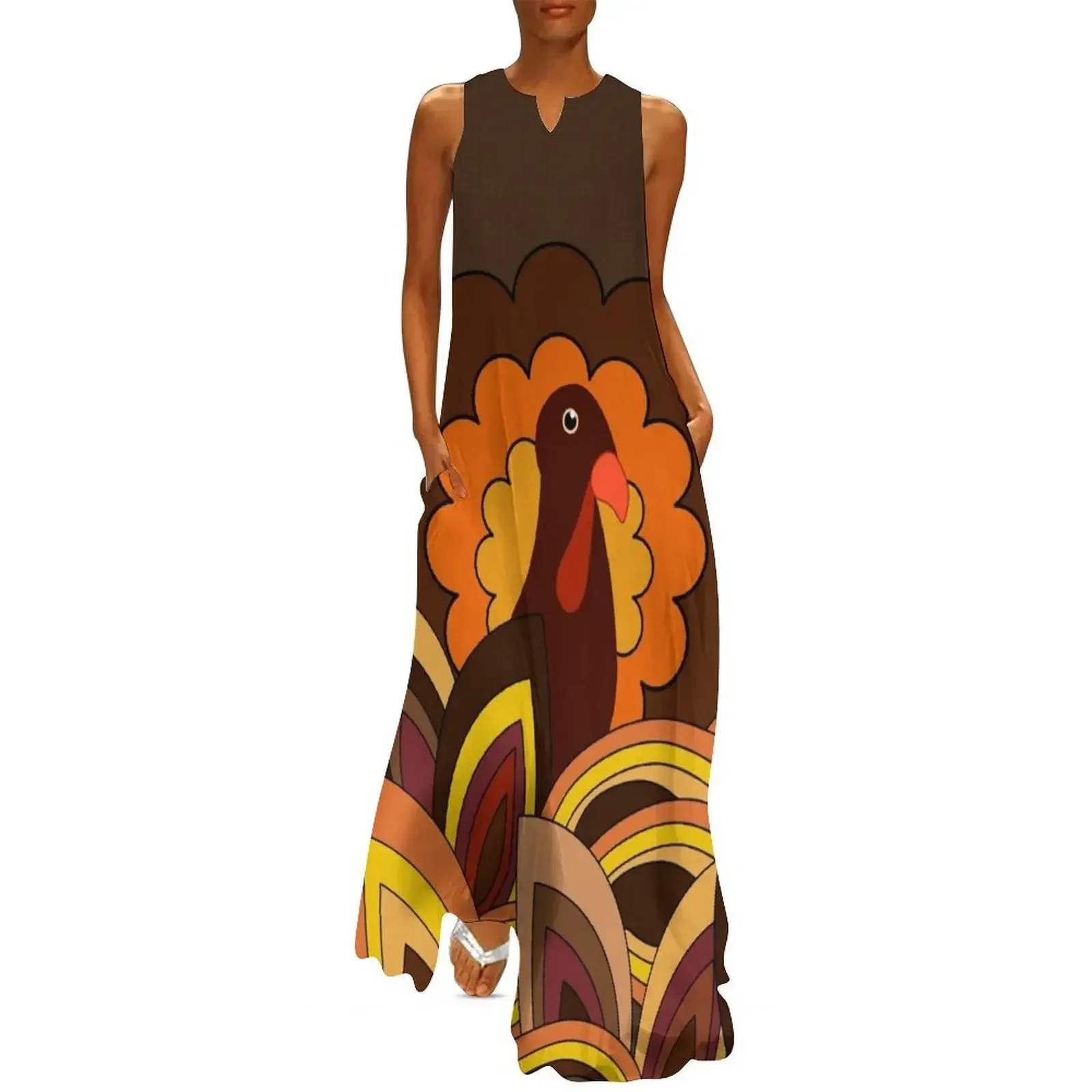 

Retro Thanksgiving Turkey Long Dress ceremony dresses Prom gown Long veiled dresses Dress