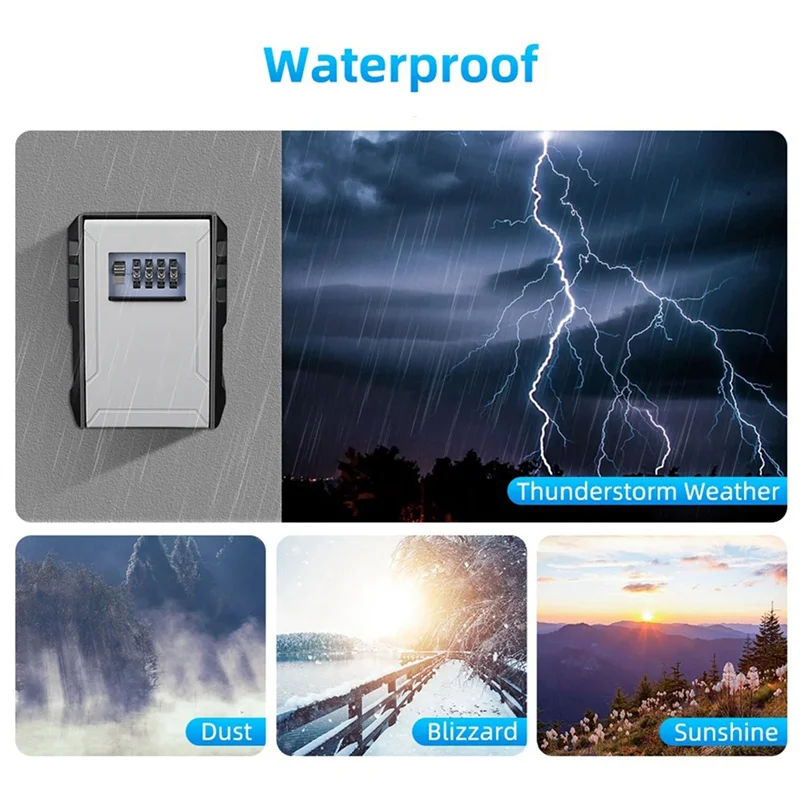 A13E-4 Digit Combination Key Box Wall Mounted Password Key Box Organizer Aluminum Alloy Key Storage Security Lock Outdoor