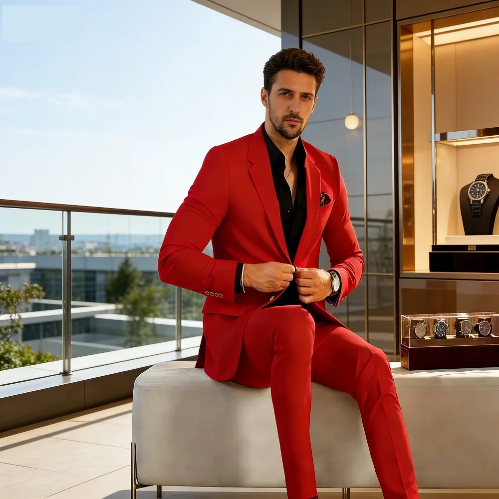 

Beige Formal Men's Suits Wedding Outfit Jacket And Pants Set Notched Lapel Men's Blazer Dance Suit