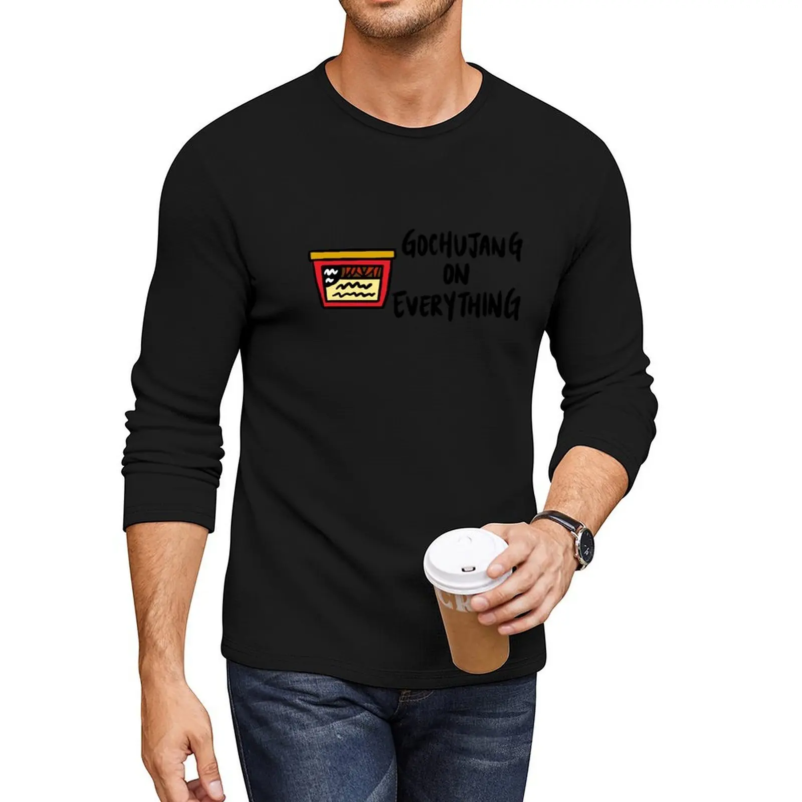 Gochujang en todo (pasta de chile rojo coreano), contenedor de pasta de chile rojo, Camiseta larga, ropa de hombre, camiseta de diseñador para hombre