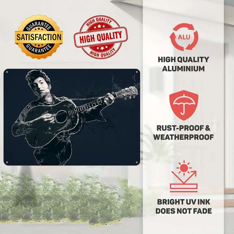 Bob Dylan Poster Retro 3D Printed Metal Signs Customized Wall Hanging Gift for Bedroom Decoration Room Decorating Interior Art