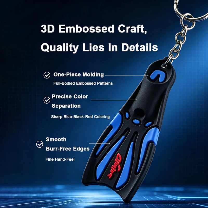 PVC Diving Fin Keychain Pendant Charm Zipper Pull Bag Accessory Sporty Diving Souvenir Gift for Keys Backpacks and Collectors