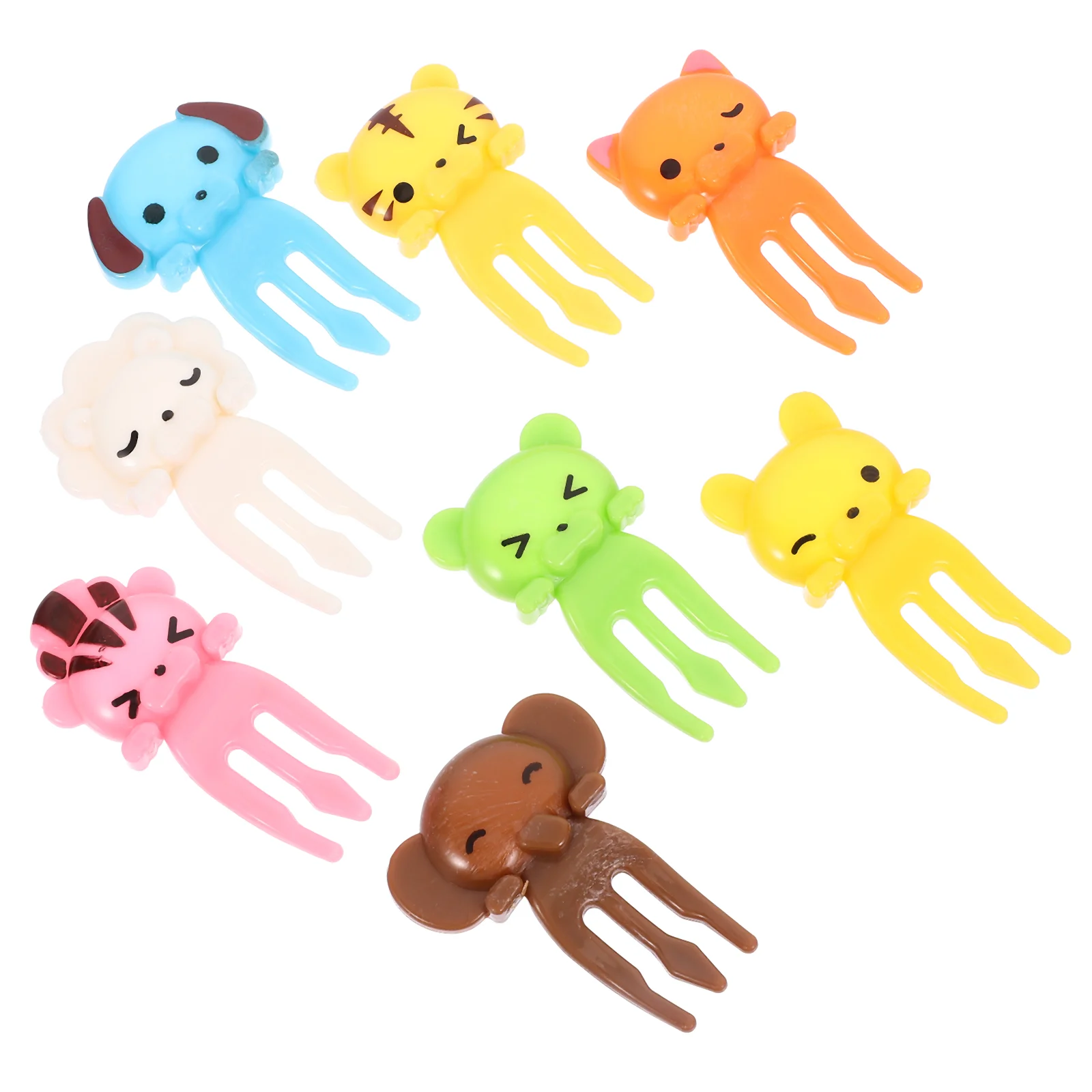 

8 Pcs Fruit Fork Cartoon Picks Plastic Food Animals Forks Bento Dessert Lunch Box Mini Toothpick