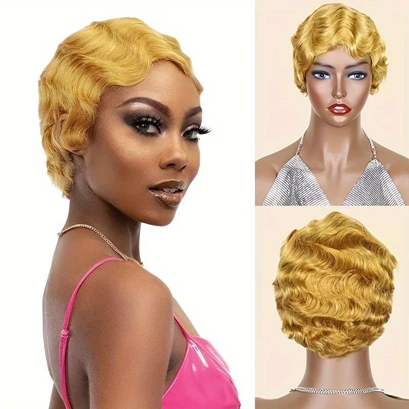 

Finger Wave Wig-Multi-Color Options-Easy Wear & Comfortable Fit-Perfect for Cosplay & Elegant Events Full Machine Made Wig