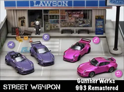 **Pre-order **SW 1:64 Gunther Werks 993 Remastered Pink /Dark Night Purple Diecast Model Car