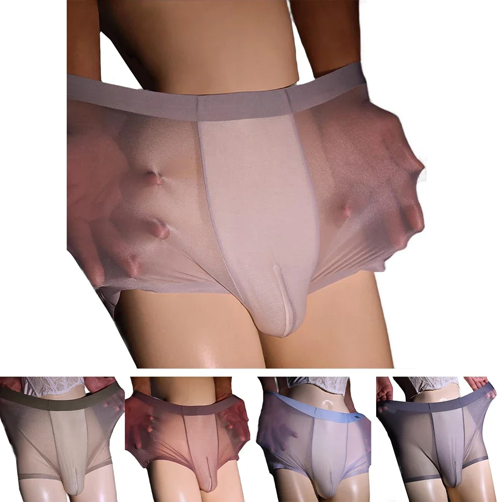 Calzoncillos para hombre Crossdressing transparentes con diseño de bolsa calzoncillos tipo bóxer de nailon transpirable para mayor comodidad diaria