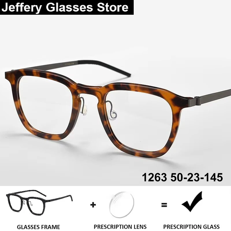 Denmark 1263 Men Square Thick Acetate Prescription Eyeglasses Vintage Ultralight Myopia Optical Glasses Multifocal Spectacle Top
