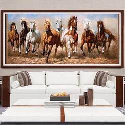 Modern Large 7 White Running Horses Canvas Painting Posters Print Wall Art Picture for Living Room Bedroom Decoration Home Decor