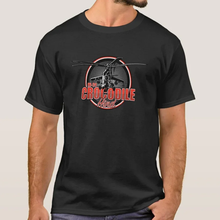 

Mi 24 Hind "Crocodile" Attack Helicopter T Shirt. High Quality Cotton, Loose, Large Sizes, Breathable Top, Casual T-shirt S-3XL