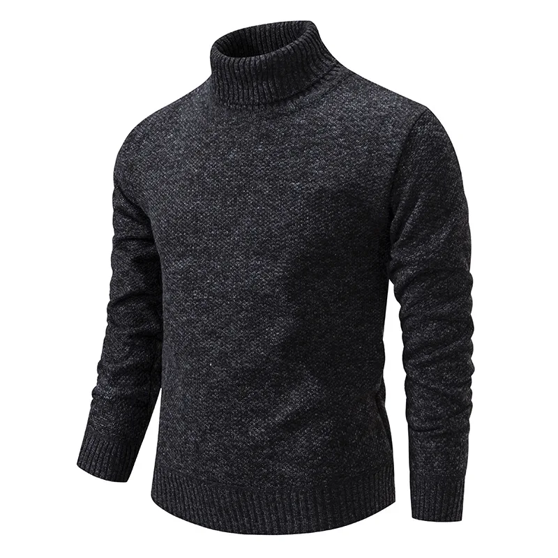 New Spring and Autumn High Collar Men's Slim Fit, plush and Thick Sweater, Men's Youth Underlay Sweater, Men's Wear