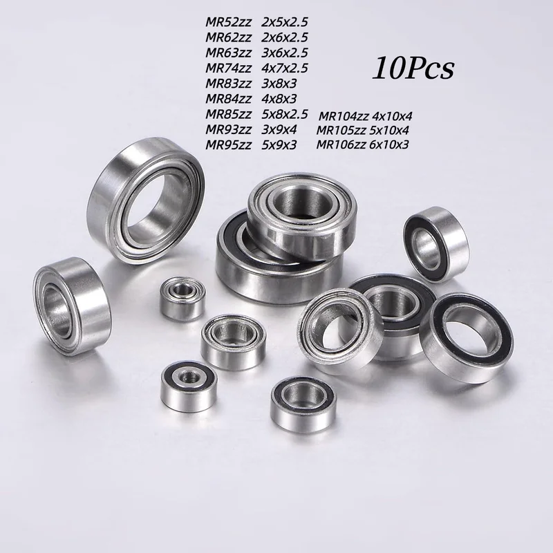 10 Stück gemischte Mini-Dünnwand-Rillenkugellager MR52ZZ~MR106ZZ Double ZZ
