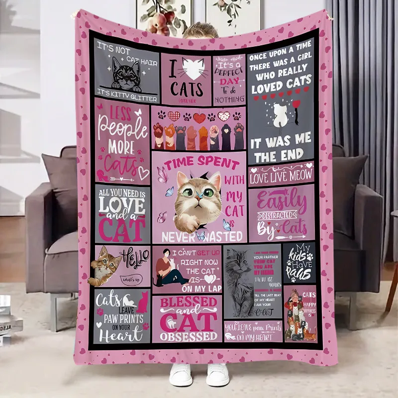 

Одеяло с кошачьей тематикой — уютная фланель с рисунком милого котенка