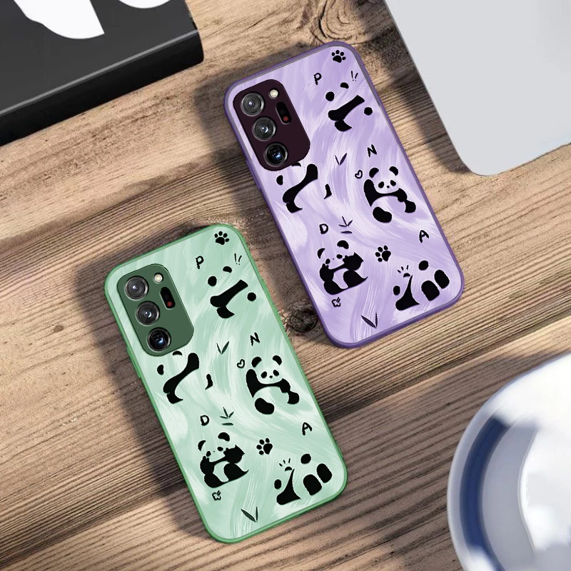 Casing ponsel kaca tempered gradien, casing ponsel kaca tempered Panda putih untuk Samsung Galaxy Note 8 9 10 PRO 20 Ultra A01 02 03 Core 04E 4G 12 13 5G