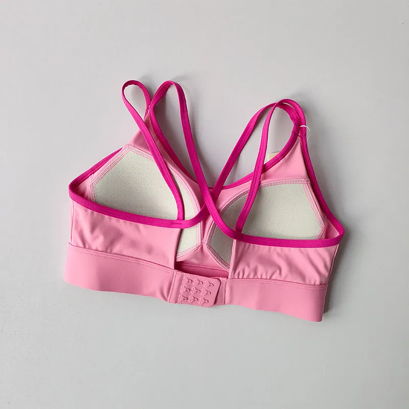 High-Intensity Fitness Sports Bra Shock-Proof Anti-Sagging Integrated Style Running Underwear Contrast Vest Top for Women