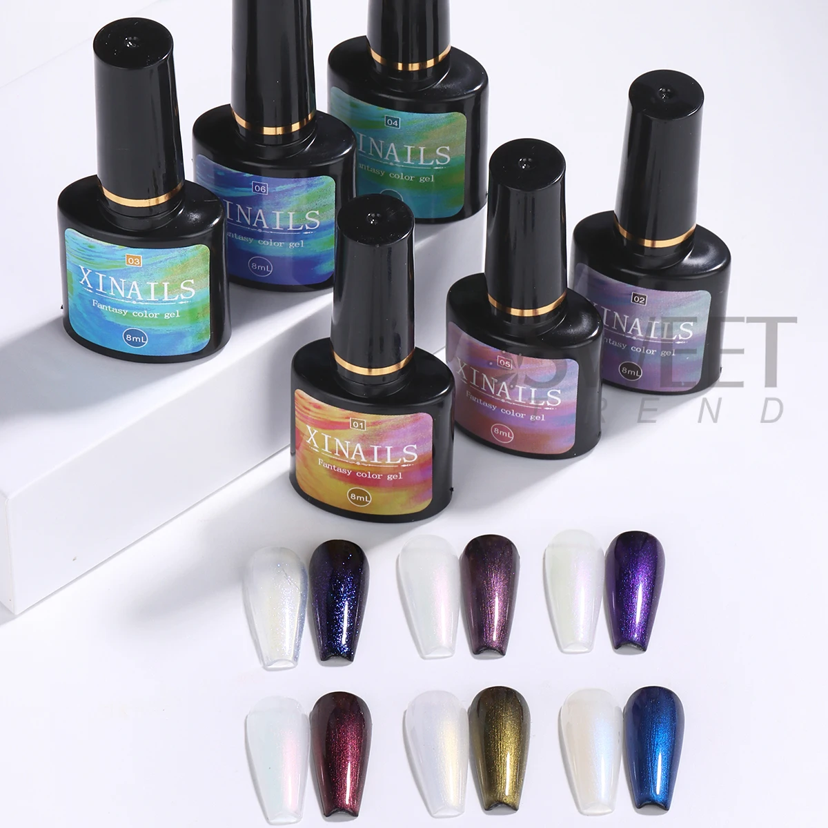 2 In 1 Iridescent Aurora Gel Nail Polish Shimmer Mermaid Soak Off Lacquer Sparkly Pearl UV Top Coat Manicure Varnish Decoration