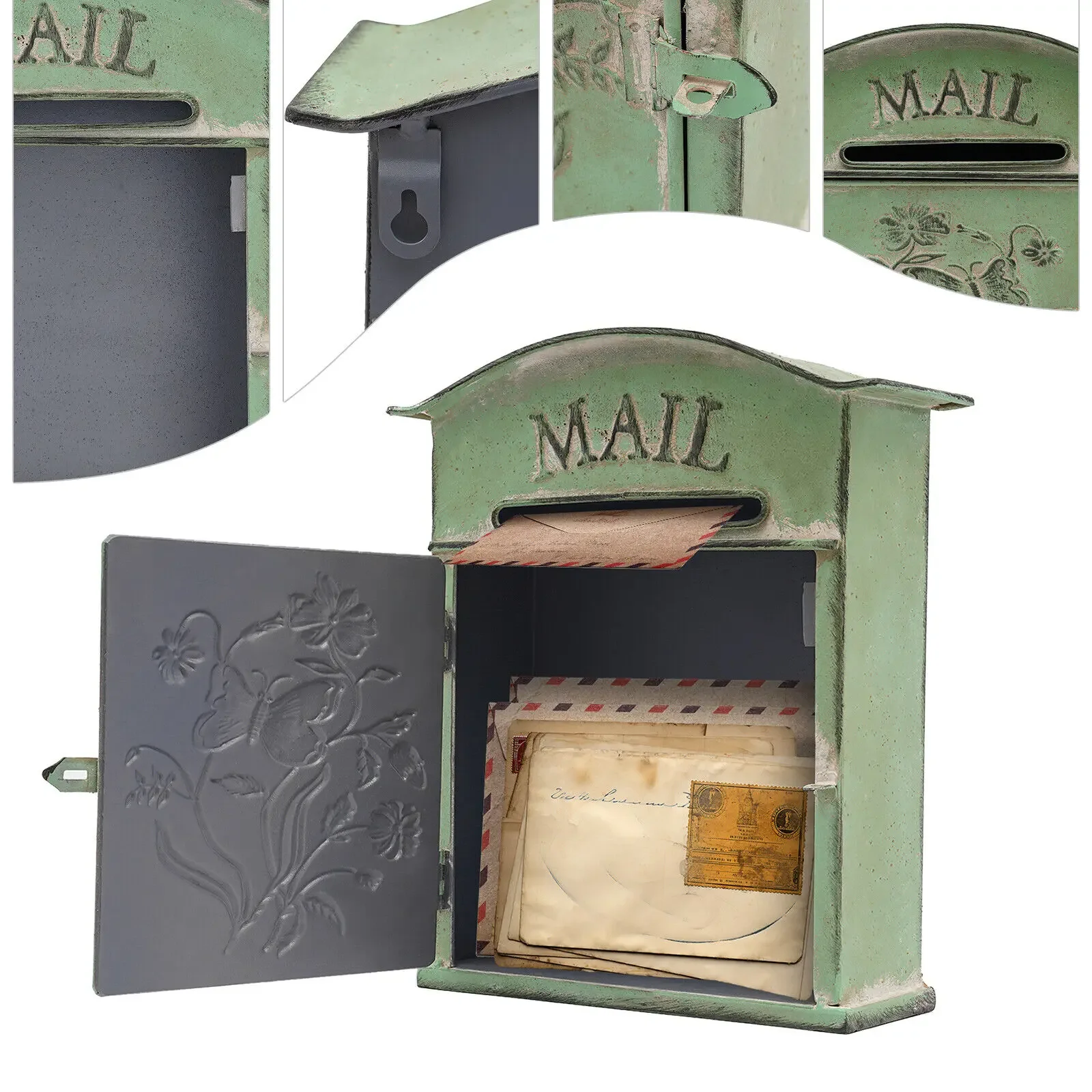 Wall Mounted Mail Boxes for House Gates Iron Post Box Art Mailbox Parcel Delivery for Home Garden