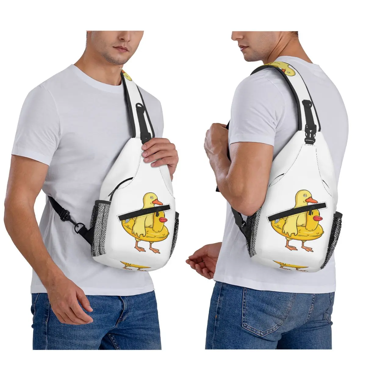 Double Duck Chest Bag Men Sling Crossbody Backpack Chest Bag Traveling Hiking Daypack Shoulder Bag