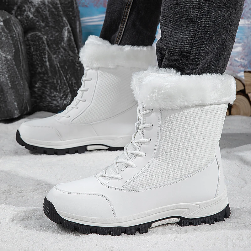 Winter High Top Men Snow Boots Outdoor Waterproof Non-slip Hiking Boots Lightweight Warm Man Cotton Boots High Quality Men Shoes - view 5