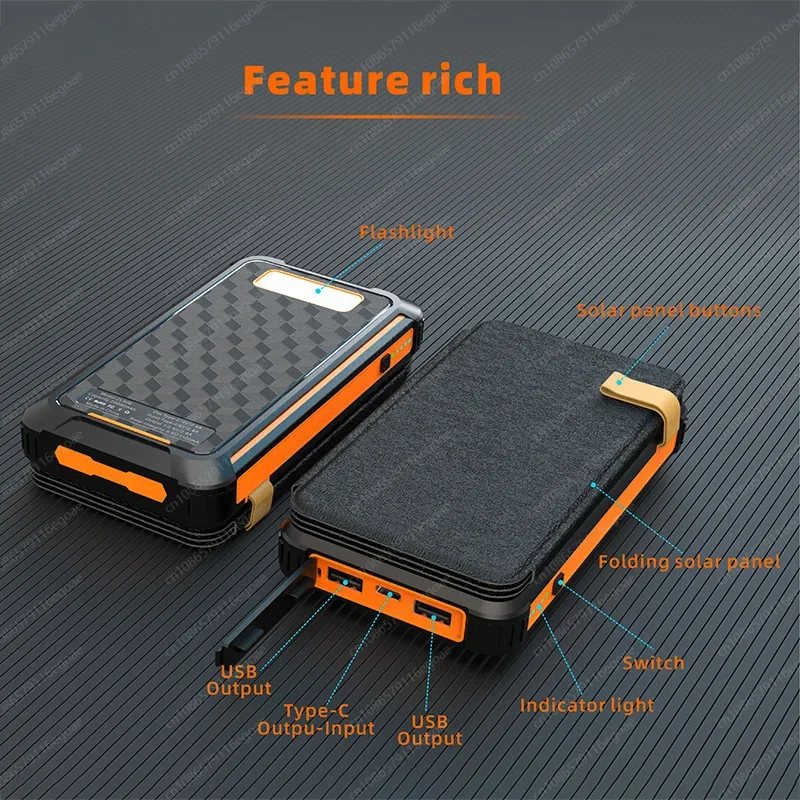 Waterproof Foldable 25000mAh Solar Power Bank Portable Charger Built‑in LED Lamp - view 4