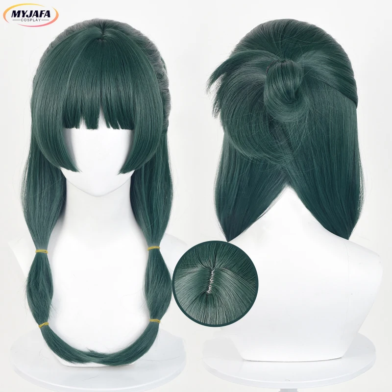 Anime Maomao Cosplay Wig Long Dark Green Scalp Wig Heat Resistant Synthetic Hair Party Unisex Wigs + Wig Cap