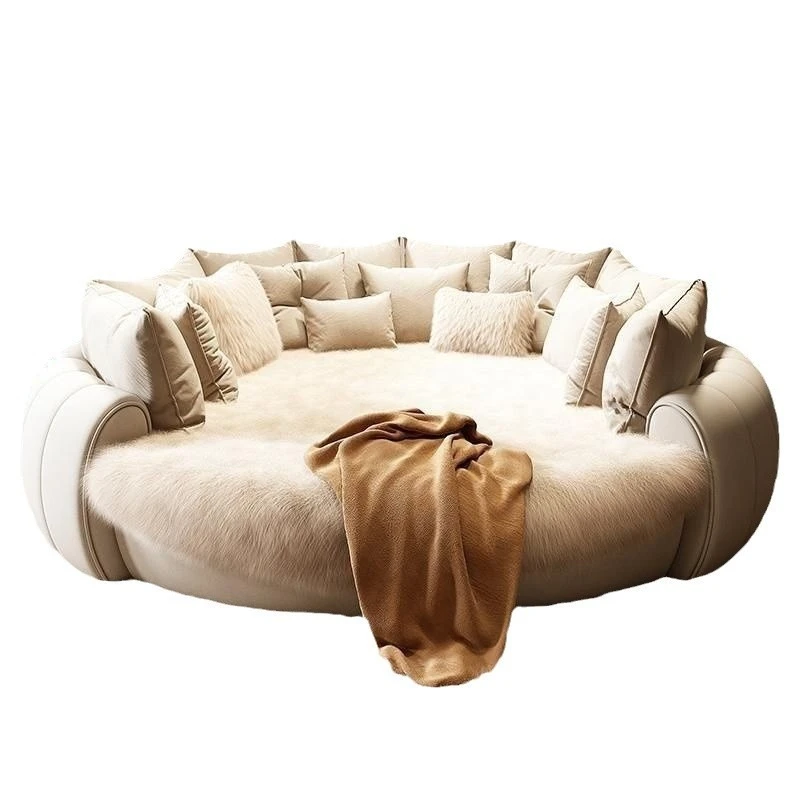

Double wedding bed, modern simple home hotel master bedroom princess big round bed