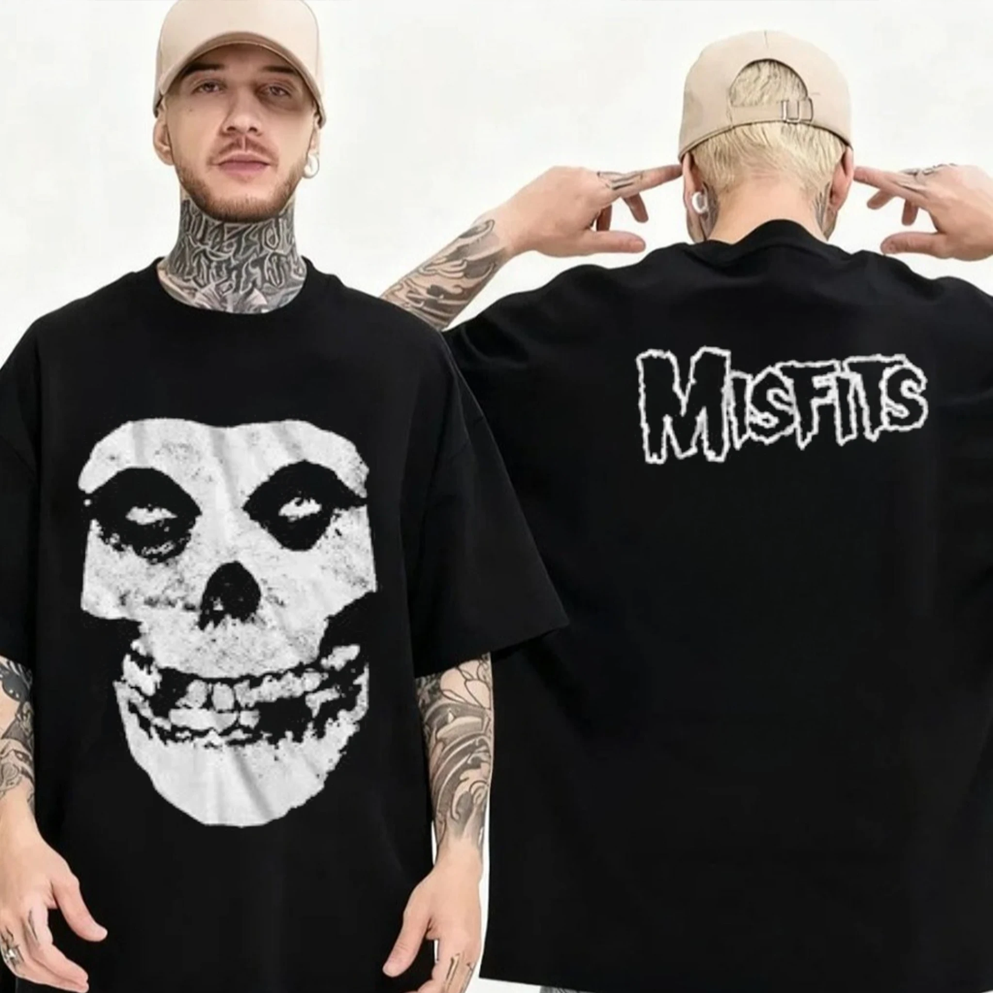 Misfits Cotton Graphic T Shirt Punk Rock Band Tee Y2K Grunge Streetwear Retro Graphic Print Harajuku Y2K T-shirt Men Women Tops