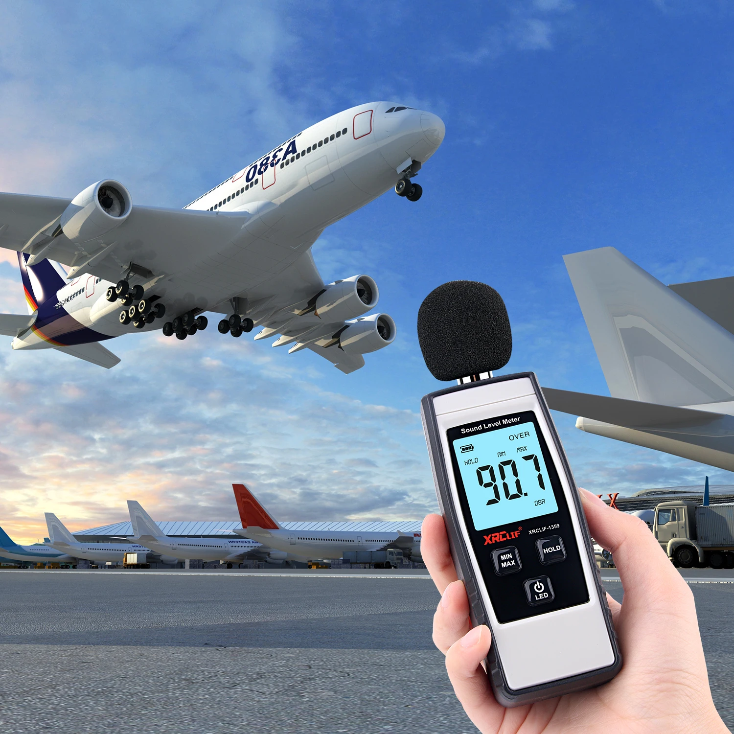 Xrclif Sound Level Meter Digitale Db Decibel Monitor Noise Meter Handheld Db Meter Mini Sound Monitor Geluidsniveau Tester 30-130dB