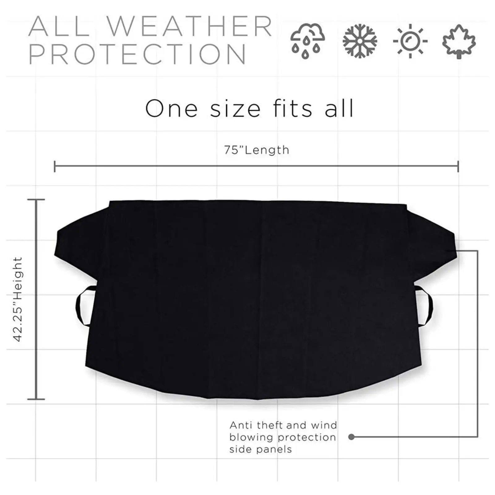 All Weather Windshield Snow Cover Durable Oxford Cloth Anti Hail Ice Protector Car Cover for Winter SUV Sedan