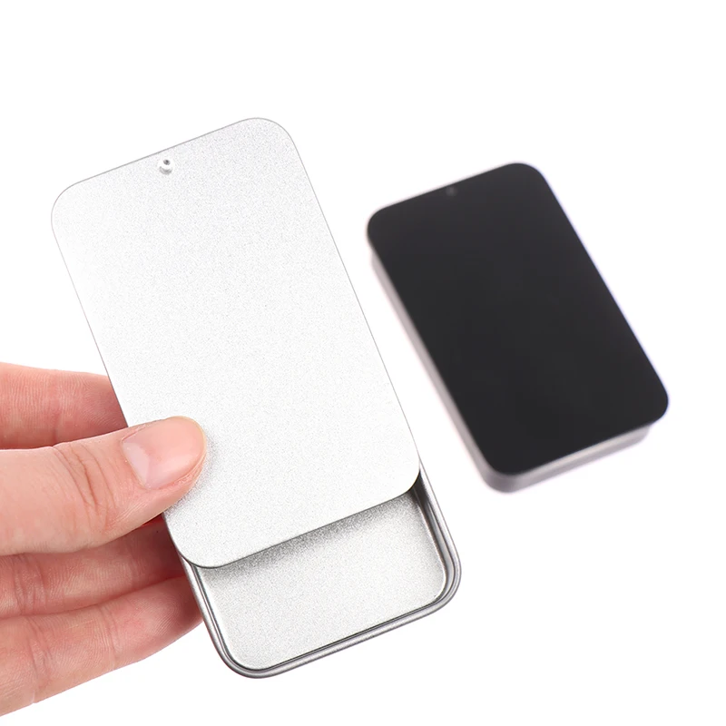 Mini Iron Storage Box, Portable Tin Container, Slide Cover, 80x50x15mm